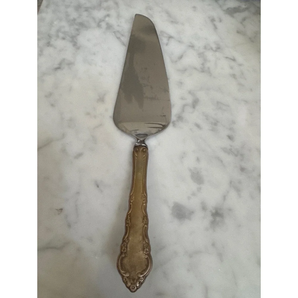 Reed & Barton Dresden Rose Silverplate Pie Cake Server Mirrorstele Stainless 195